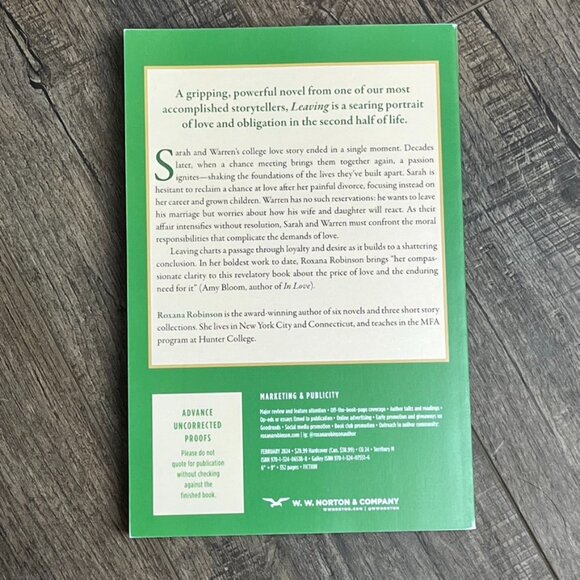 Leaving by Roxana Robinson ((ARC Uncorrected Proof)) - Picture 2 of 2
